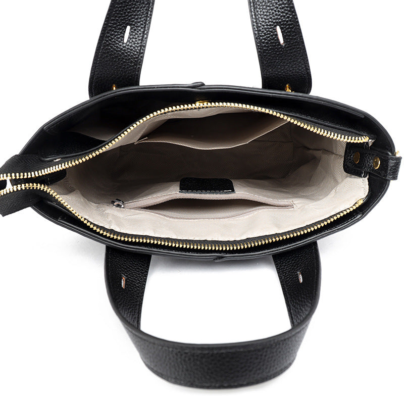 Textured Vegan Leather Multi-Pocket Tote Kalsten