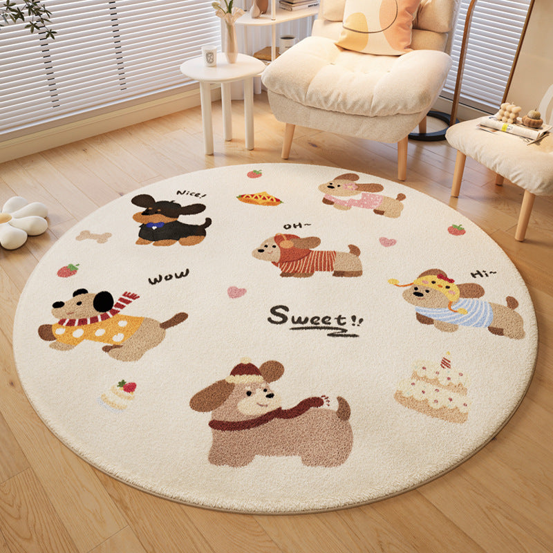 Playful Dog-Themed Round Area Rug