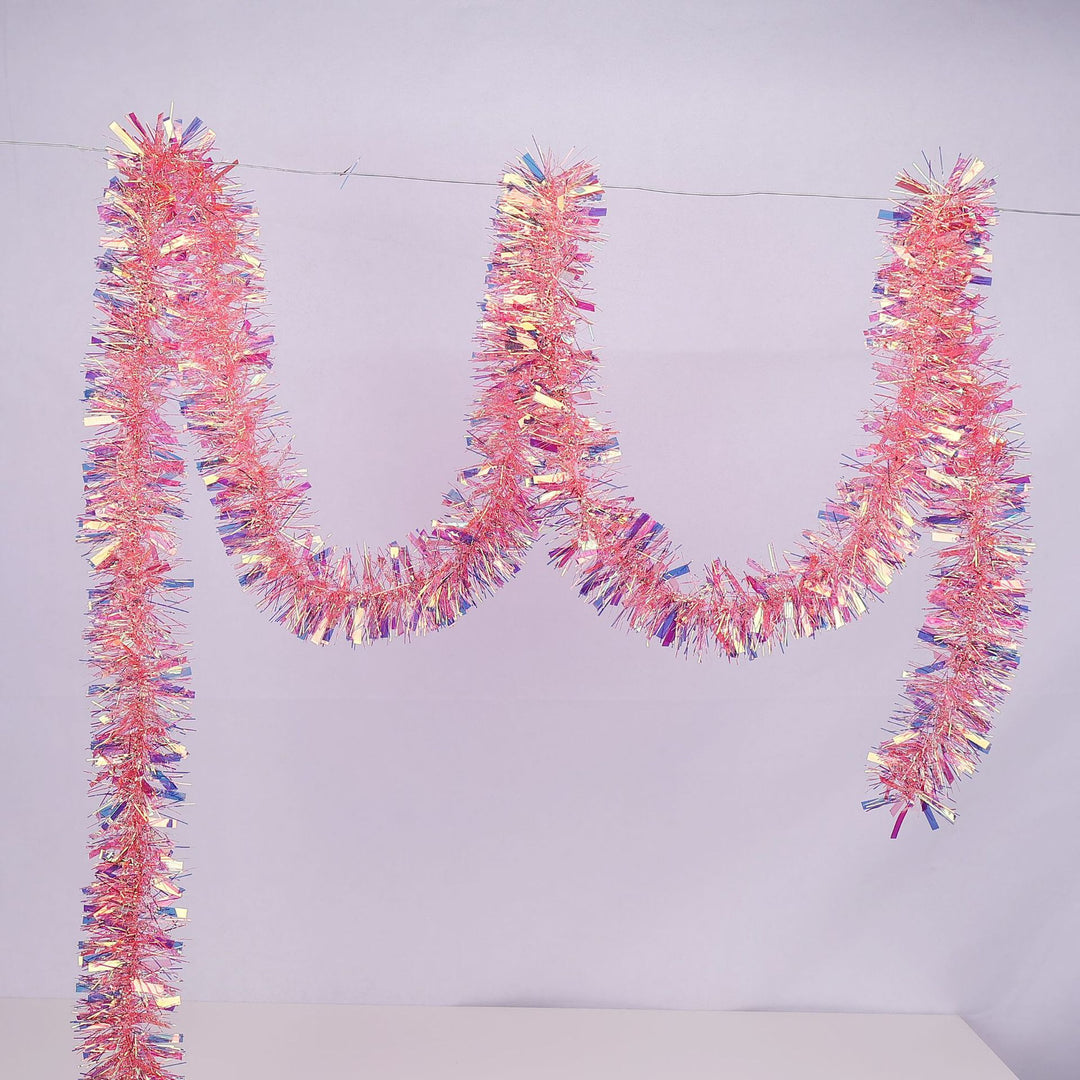 Glittering Christmas garland with snowflake motifs