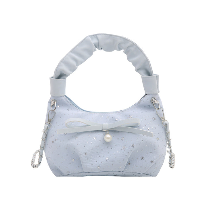 Elegant Bow Detail Star-Print Handbag