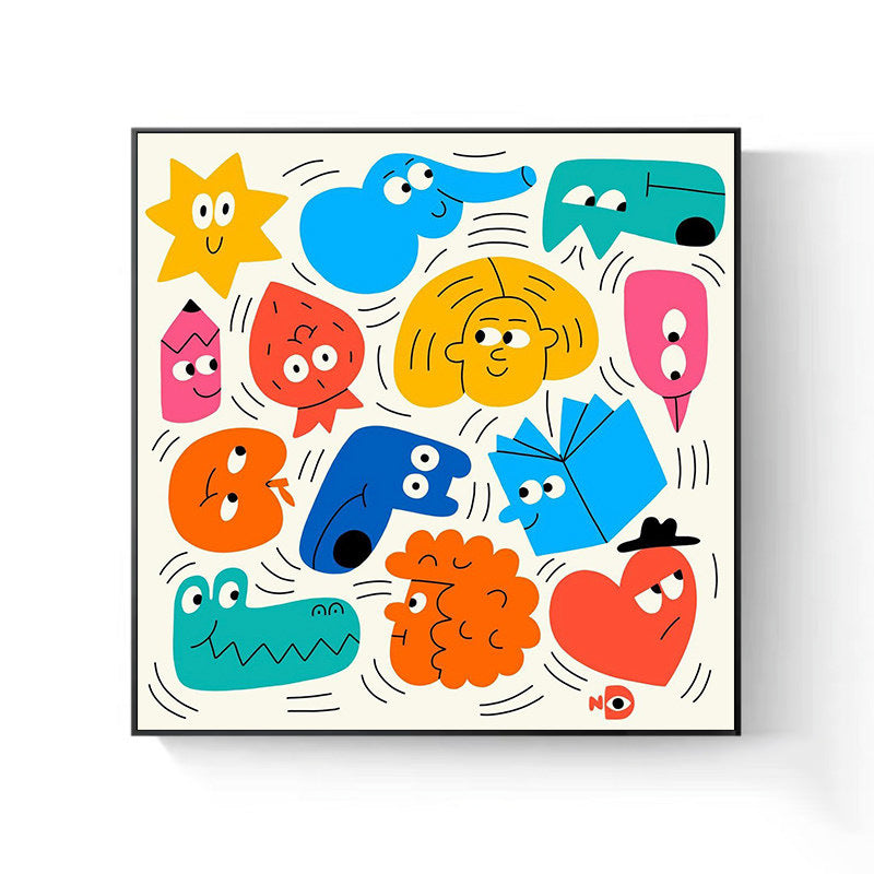 Playful Cartoon Character Canvas Artwork