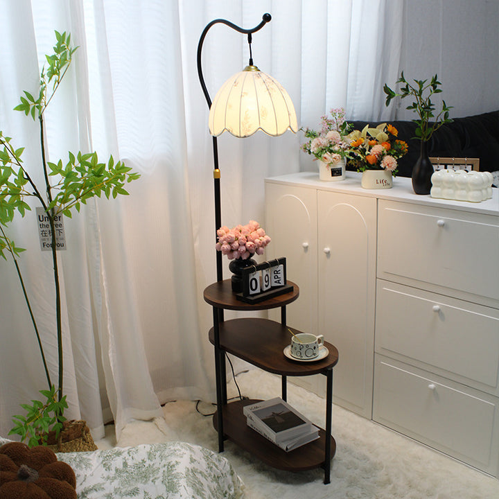 Artistic Floor Lamp with Integrated Side Table