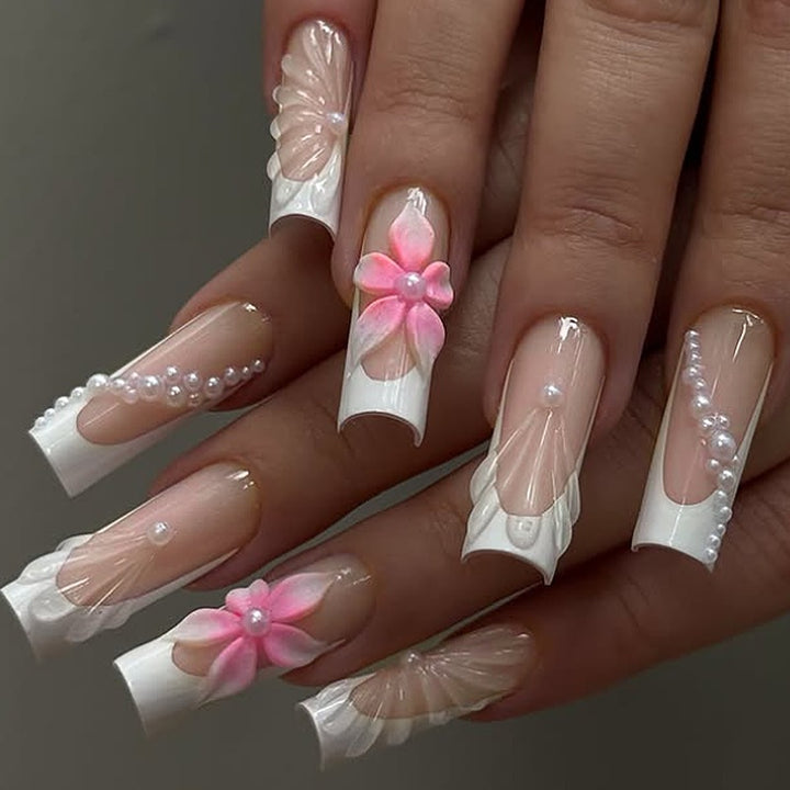 Artificial nail set with elegant flower and glamour decorations Kalsten