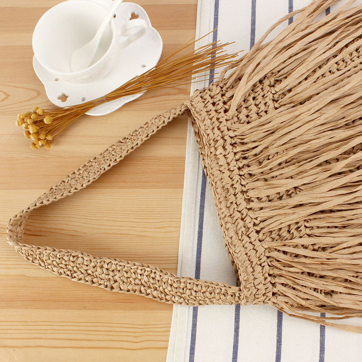 Trendy Straw Bag with Fringed Design Kalsten