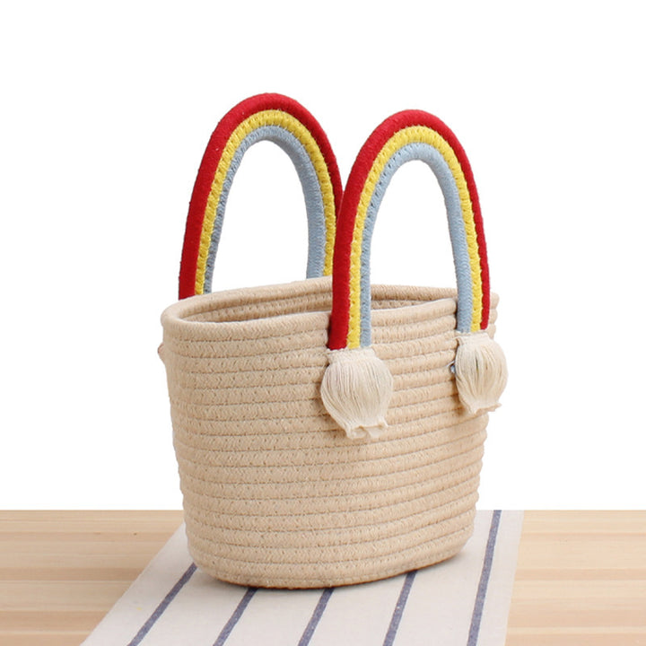 Cheerful straw bag with colorful handles Kalsten
