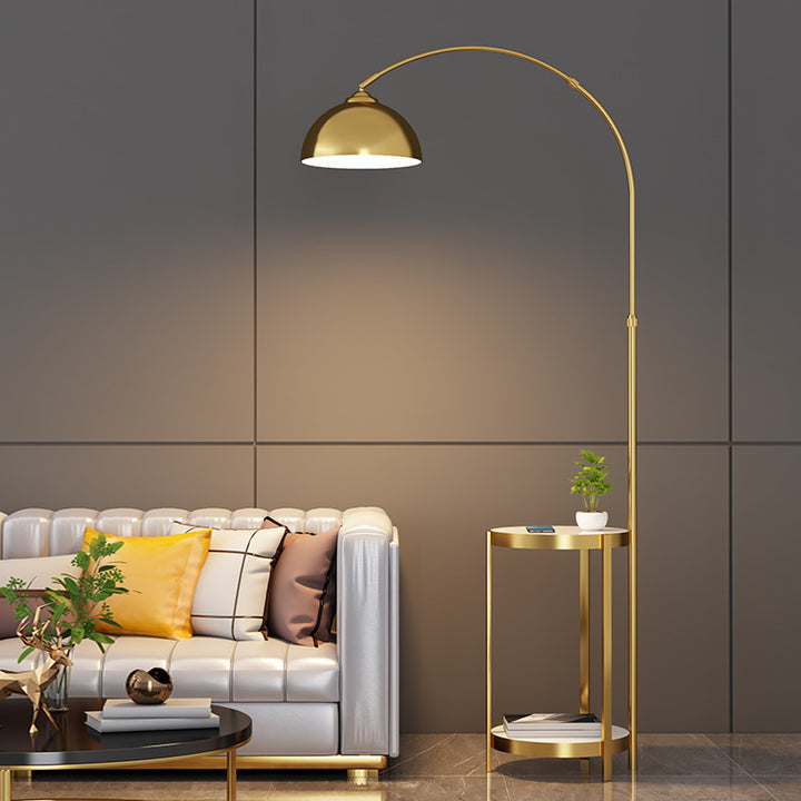 Arched Floor Lamp with Integrated Side Table