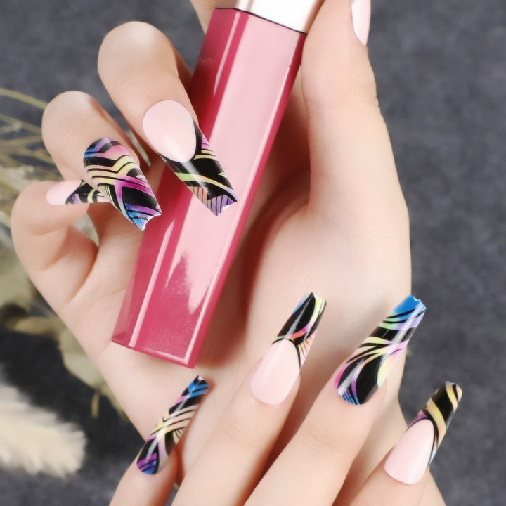 Artificial nail tips with colorful abstract design Kalsten