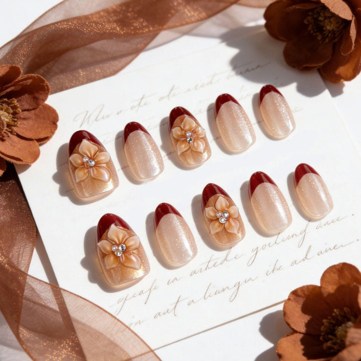 Premium Artificial Nails with Floral Accents Kalsten