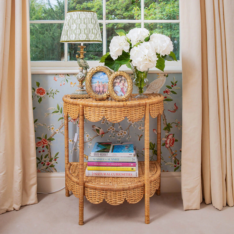 Round wicker table in vintage style Kalsten