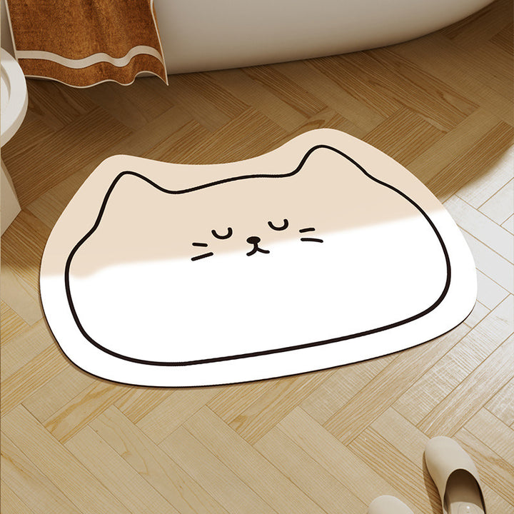 Cute Cat-Shaped Plush Bath Rug