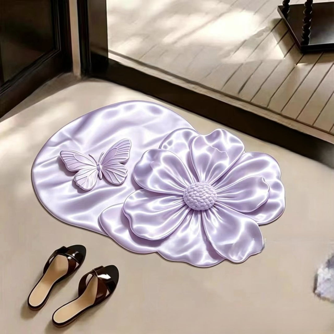 Floral Design Shaped Bath Mat
