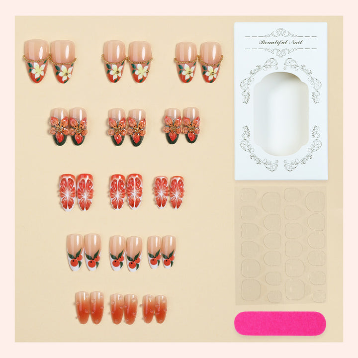 Floral Themed Press-On Nail Set Kalsten