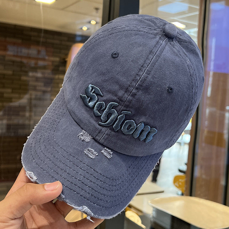 Distressed Cotton Baseball Cap with Custom Embroidery