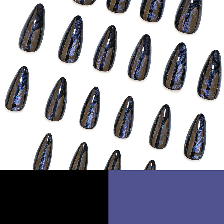 Artistic stiletto nails with shimmering effects Kalsten