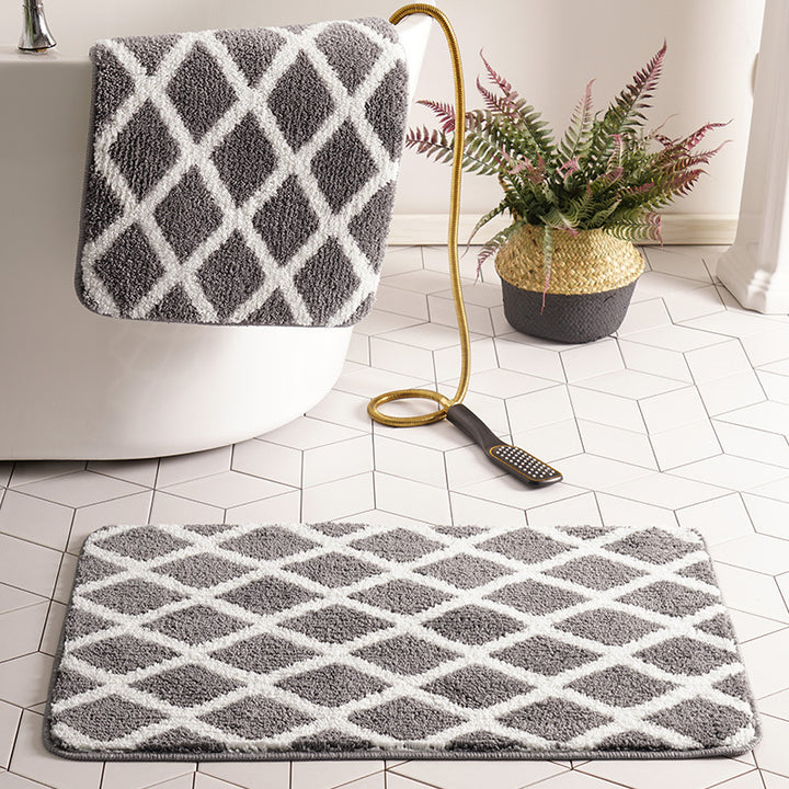 Plush Diamond Pattern Bath Mat