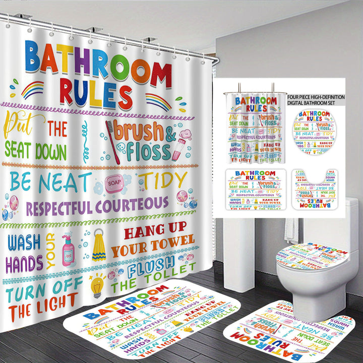 Bathroom Rules Digital Bathroom Décor Set Kalsten