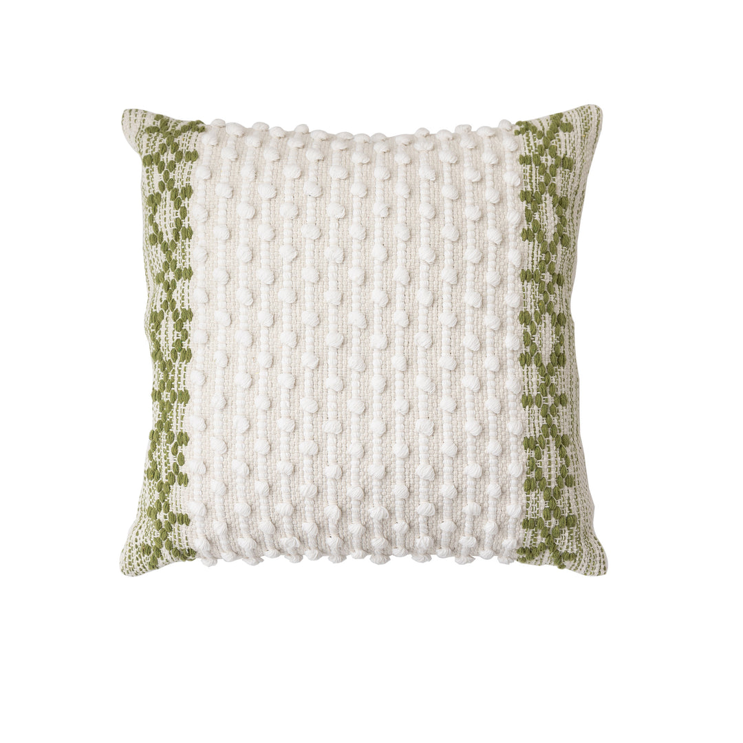 Woven Boho decorative cushion with tassels, tufted relief and handcrafted details