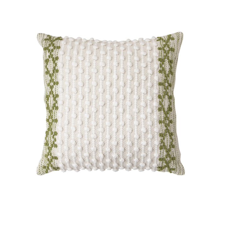 Woven Boho decorative cushion with tassels, tufted relief and handcrafted details