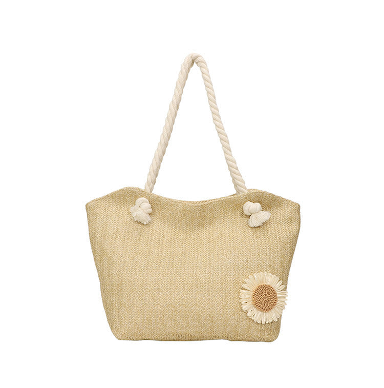 Decorative Floral Embellished Beach Tote Bag Kalsten