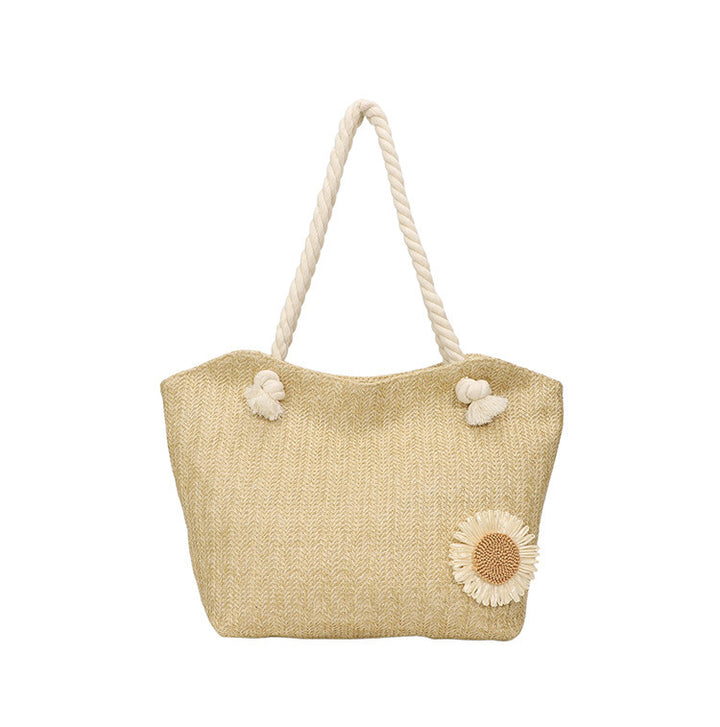 Decorative Floral Embellished Beach Tote Bag Kalsten