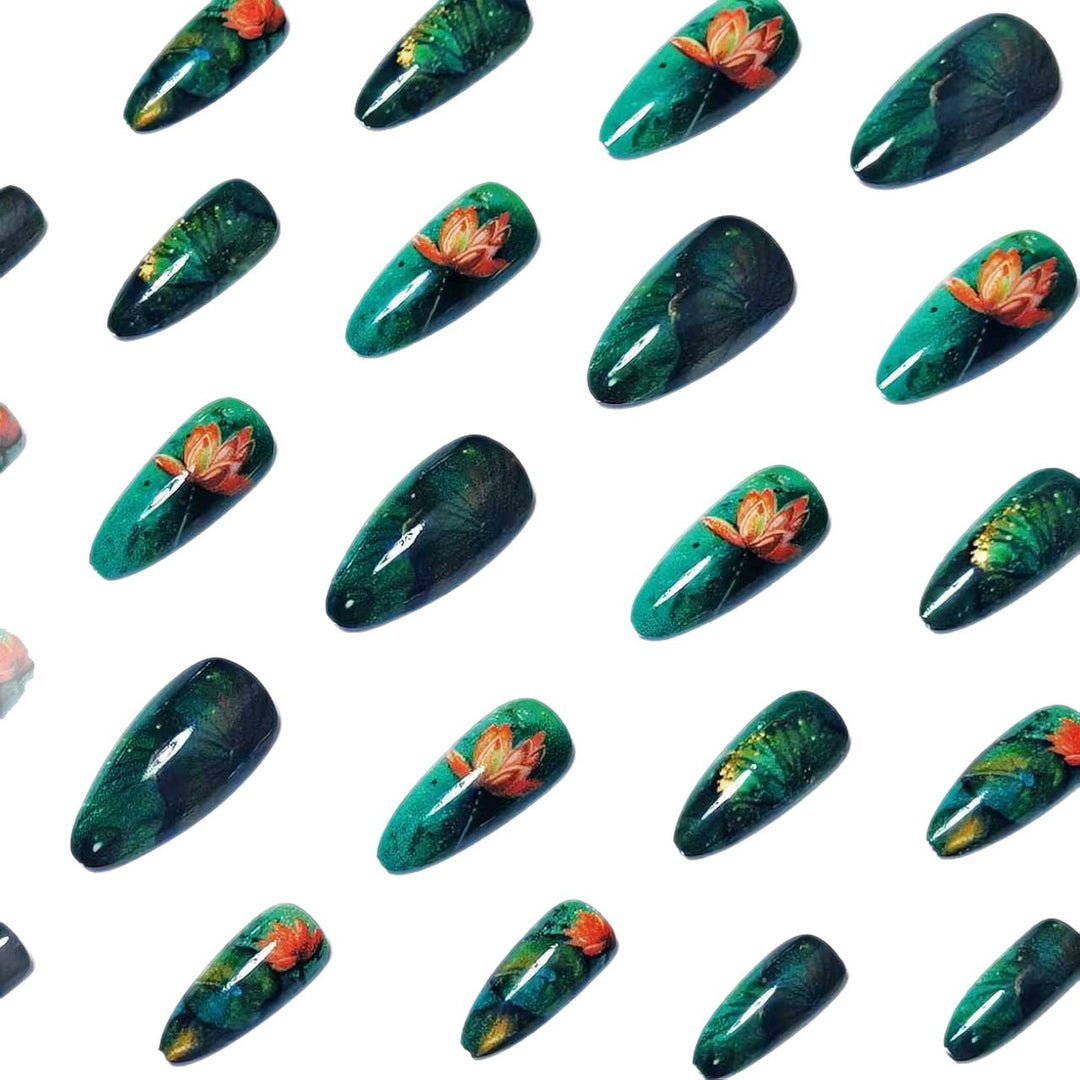 Artificial artificial nails with elegant water lily design Kalsten