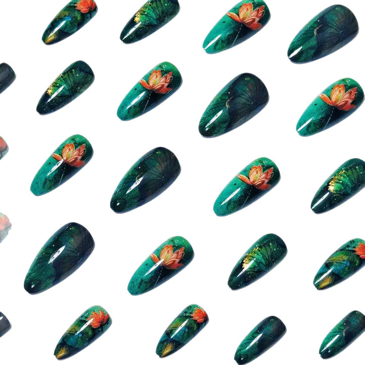 Artificial artificial nails with elegant water lily design Kalsten