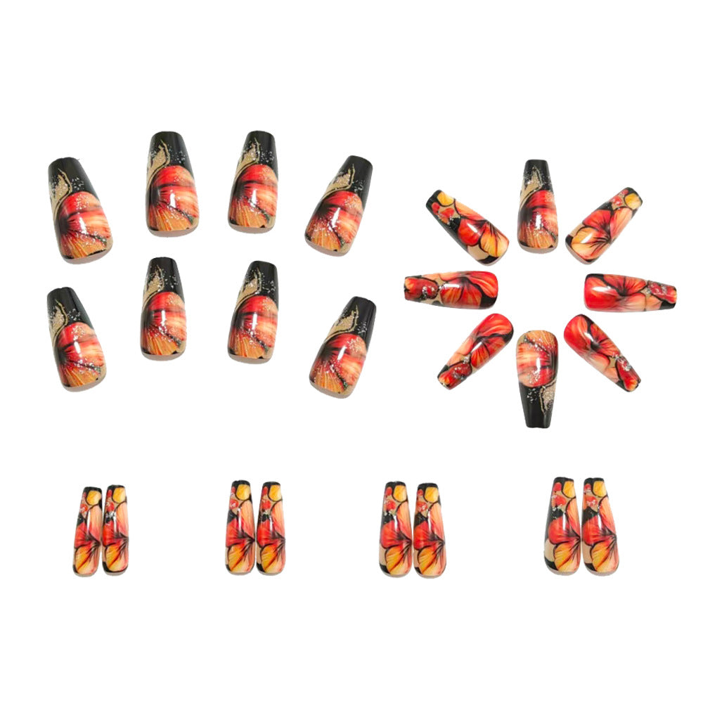 Artificial Nails In Elegant Flower Design Kalsten