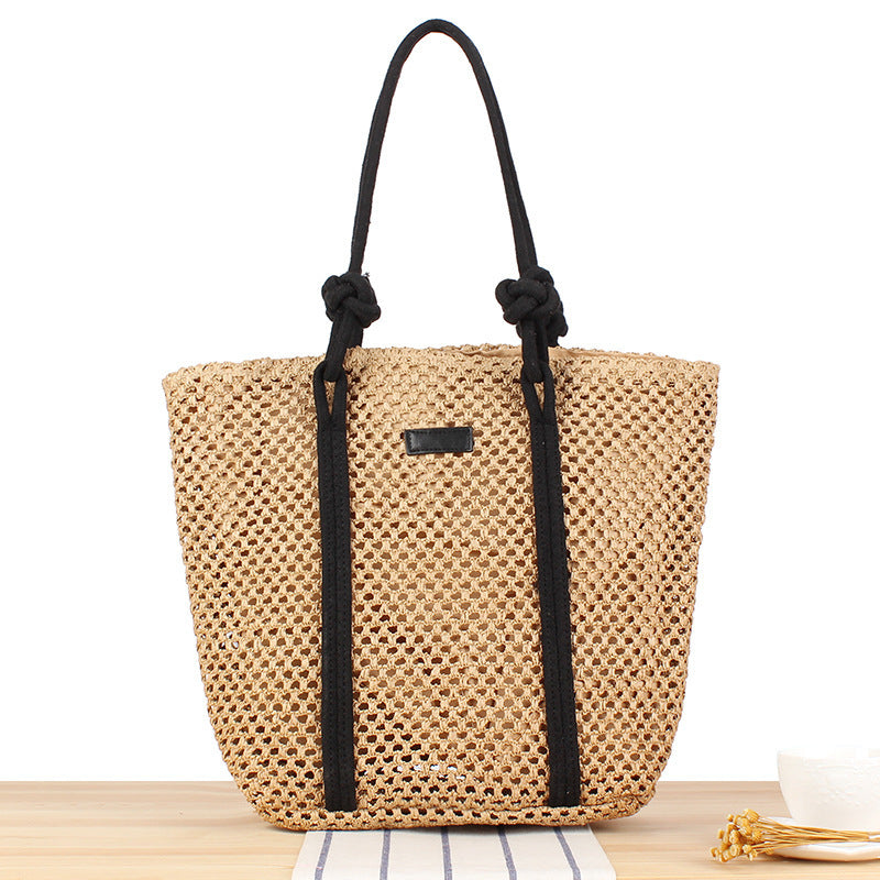 Trendy Bast tote bag with decorative faux leather straps Kalsten