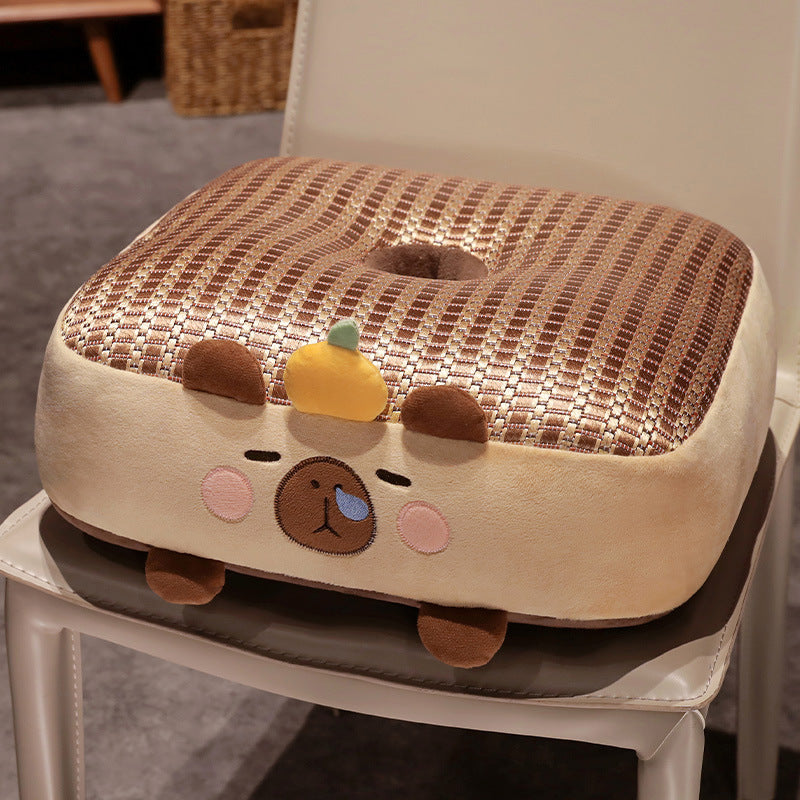 Plush pet bed with raised edge and removable cuddly pillow