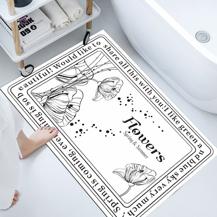 Floral-Themed Bathroom Mat