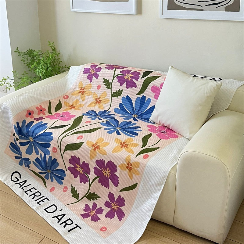 Floral Patterned Quilted Throw Blanket