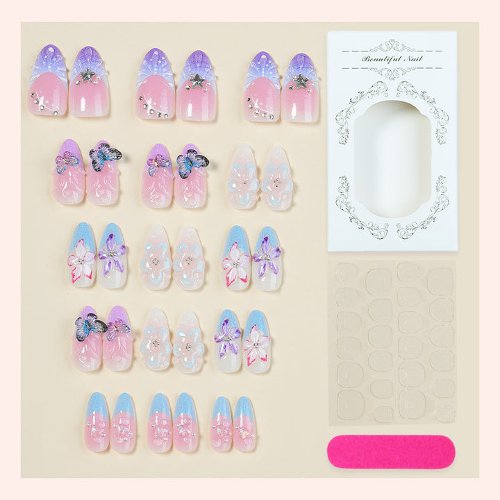 Creative nail art set with floral and butterfly motifs Kalsten