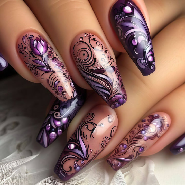 Artificial nails with floral patterns Kalsten
