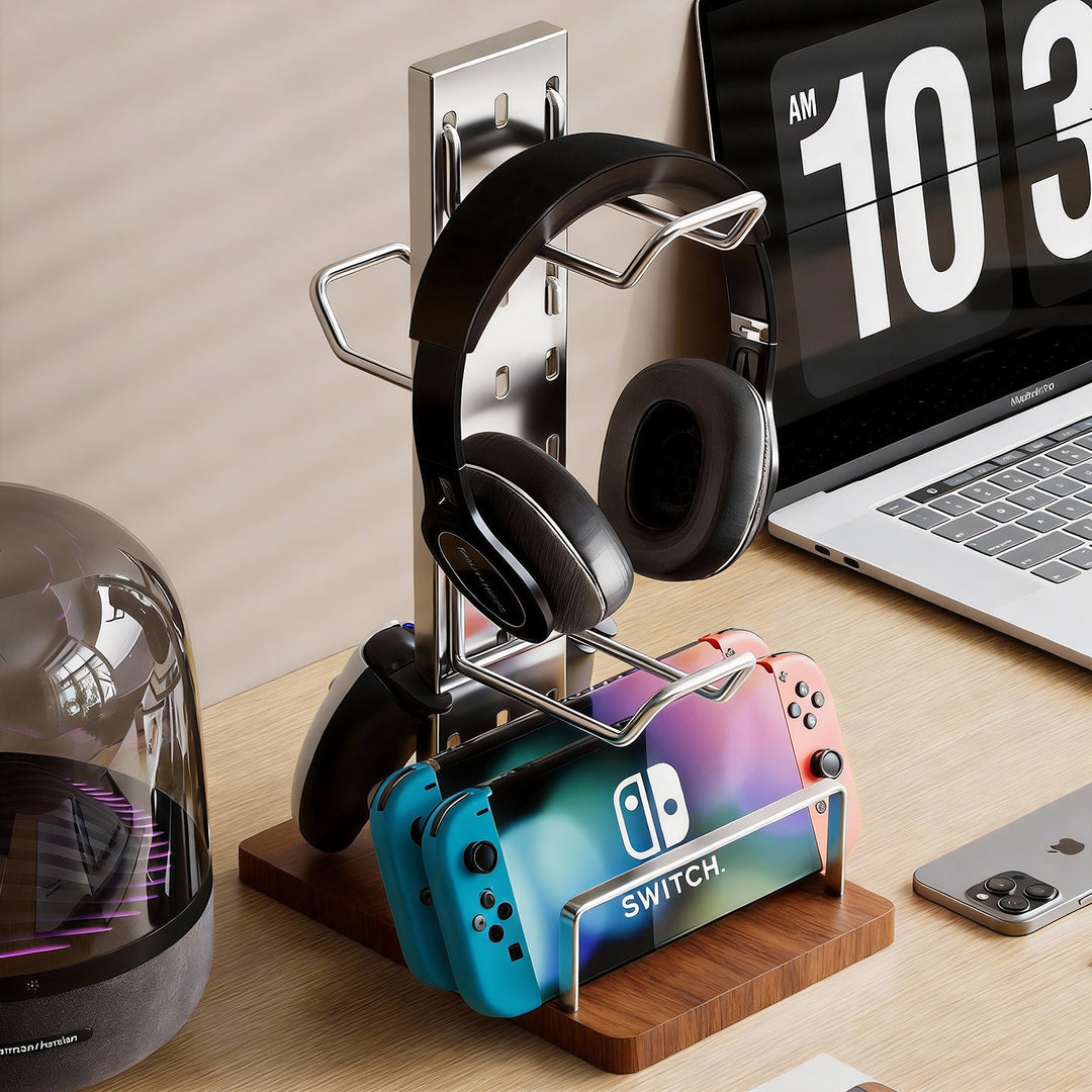 Multi-Device Vertical Desktop Gaming & Headphone Organizer Stand