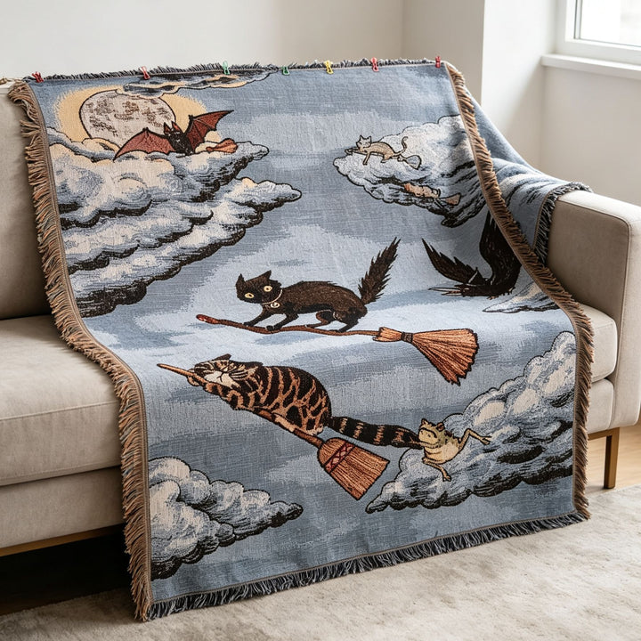 Whimsical Animal-Themed Tapestry Blanket