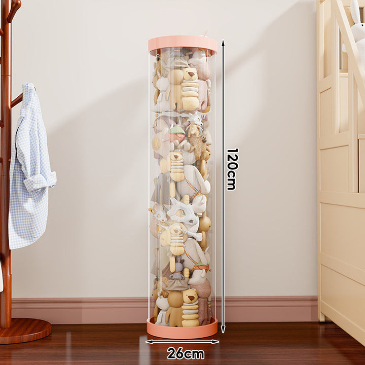 Vertical Transparent Plush Toy Storage Cylinder Organizer
