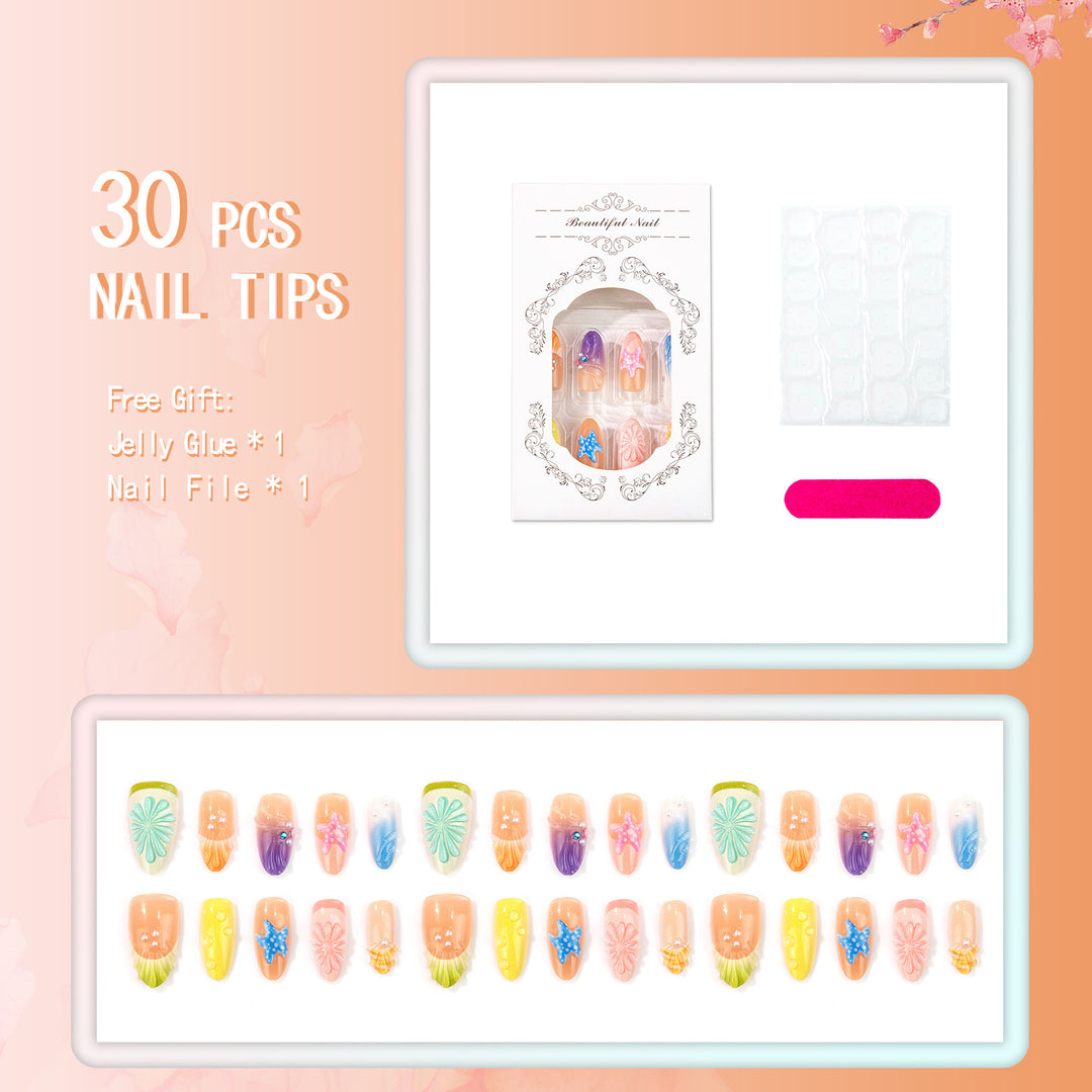Marine-Inspired Decorative Press-On Nail Set