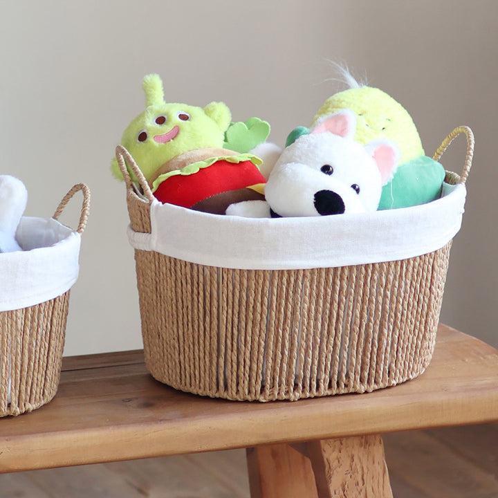 Handcrafted storage basket with white cotton lining Kalsten