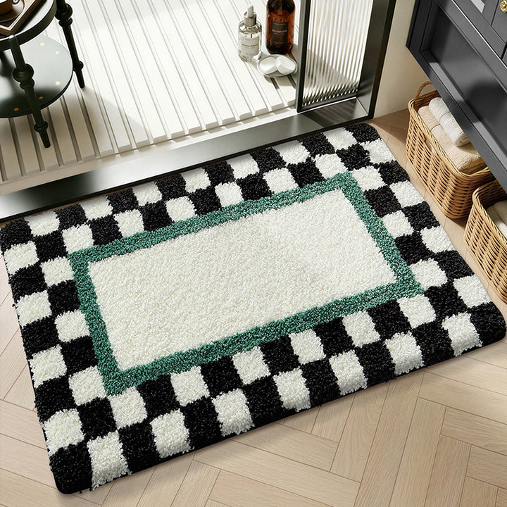 Plush Textured Zigzag Bath Mat Kalsten