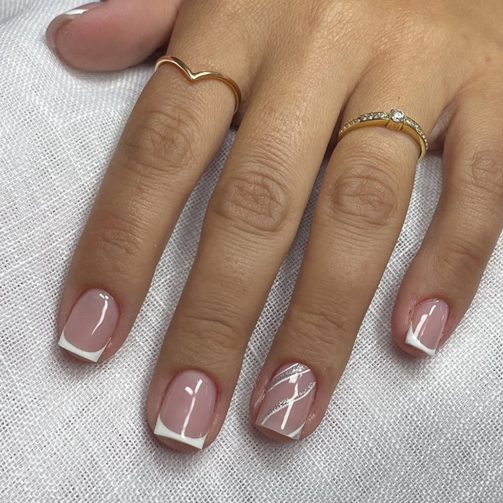Acrylic Nails Set in Elegant French Design Kalsten