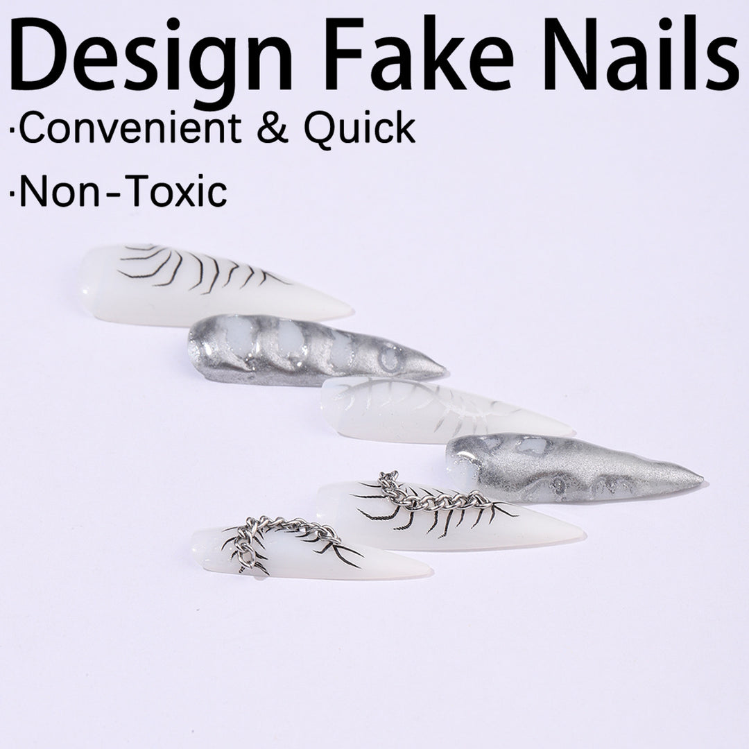 Creative nail art set with elegant floral designs and metallic accents Kalsten