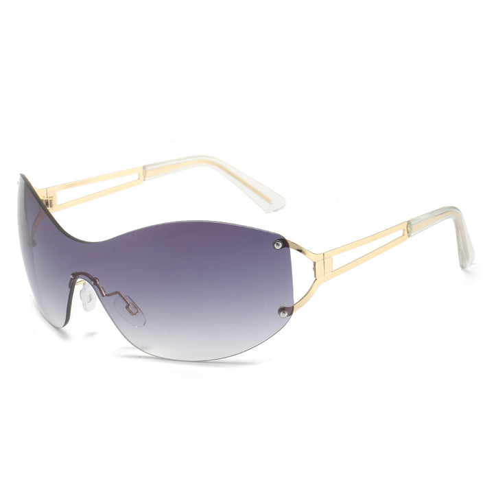 Futuristic Ultra-Wrap Sunglasses with Metallic Accents Kalsten