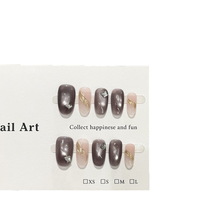 Elegant Press-On Nail Set with Glittering Details