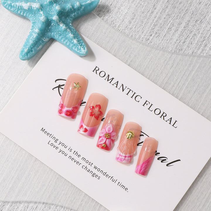 Romantic Floral Press-On Nail Design Kalsten