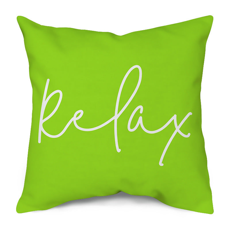 Square Script 'Relax' Outdoor-Ready Throw Pillow Cover with Hidden Zipper