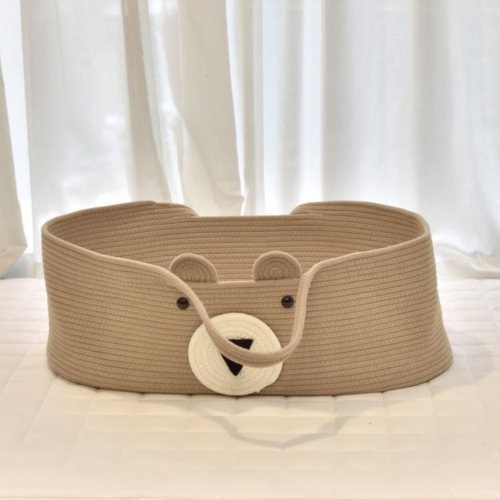 Braided Rope Storage Basket with Sturdy Handles and Decorative Felt Emblem