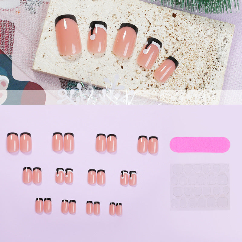 Glossy French Tip Press-On Nail Set Kalsten