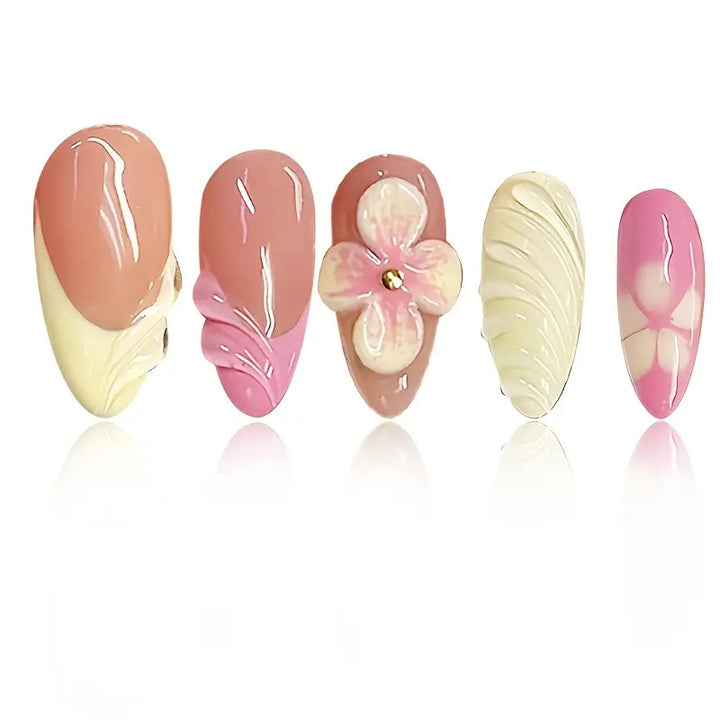 Artistic 3D Floral Press-On Nail Art Kalsten