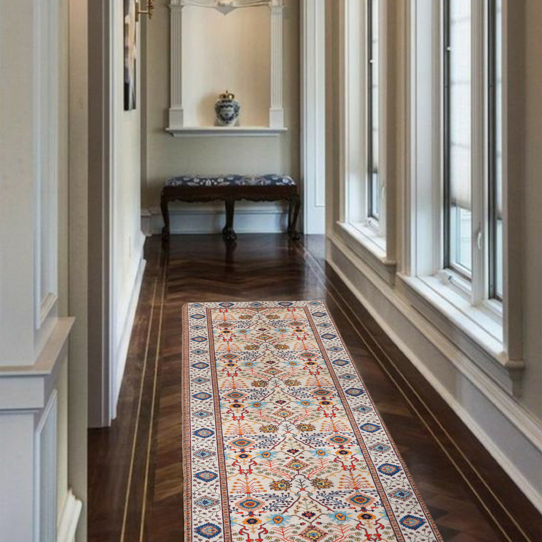 Oriental rug in Persian medallion style, machine-knotted short pile rug Kalsten