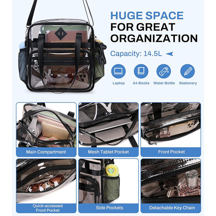 Transparent Tote Bag with Additional Compartments Kalsten